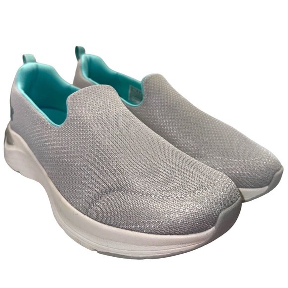 Skechers Sneakers Womens Size 10 Gray Teal Arch Comfort Athletic Slip On Shoes - Picture 8 of 11